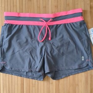 Free Country Women's Gray and Pink Swim Bottoms Shorts, Size XL, 16, NEW, nwt